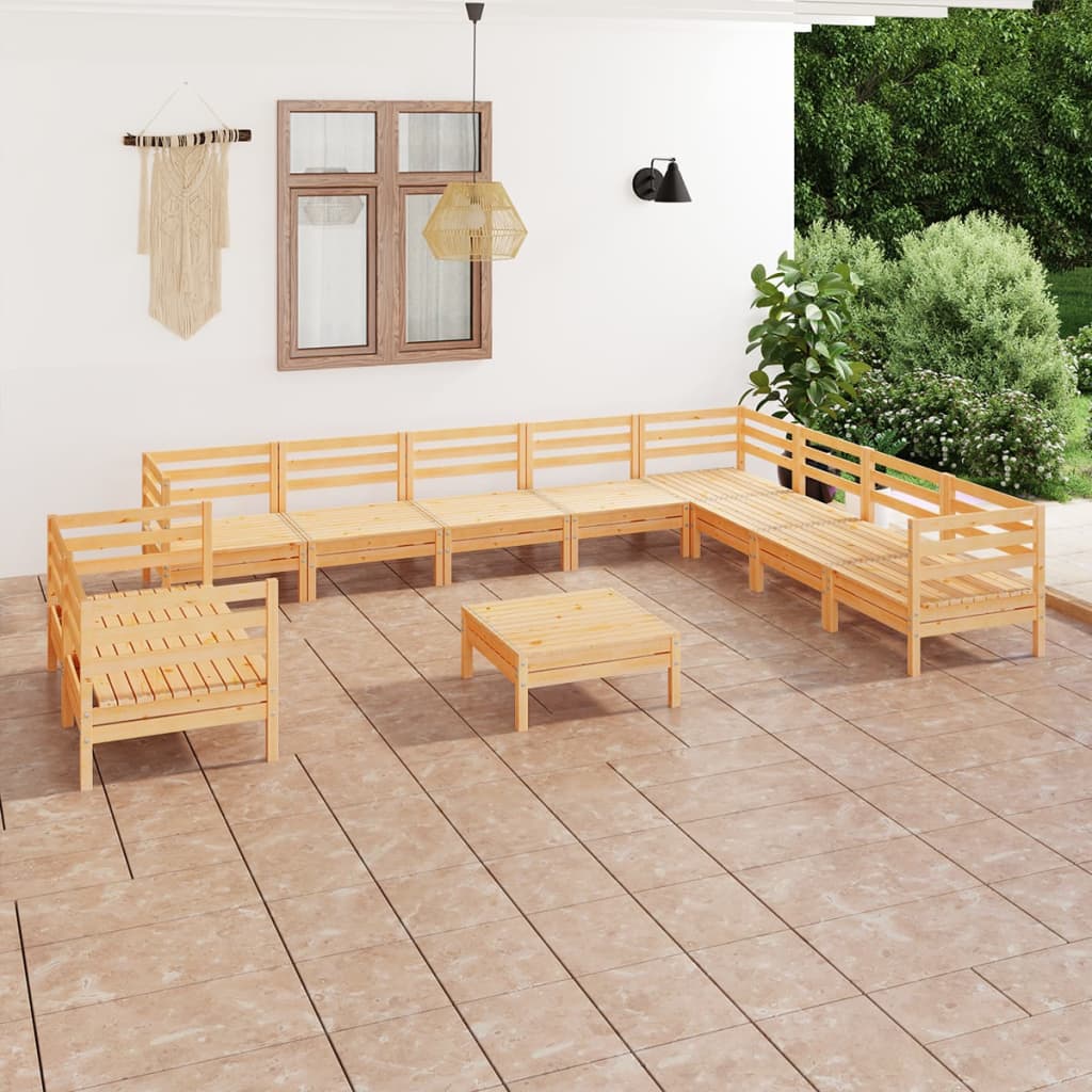 11 Piece Garden Lounge Set Solid Pinewood