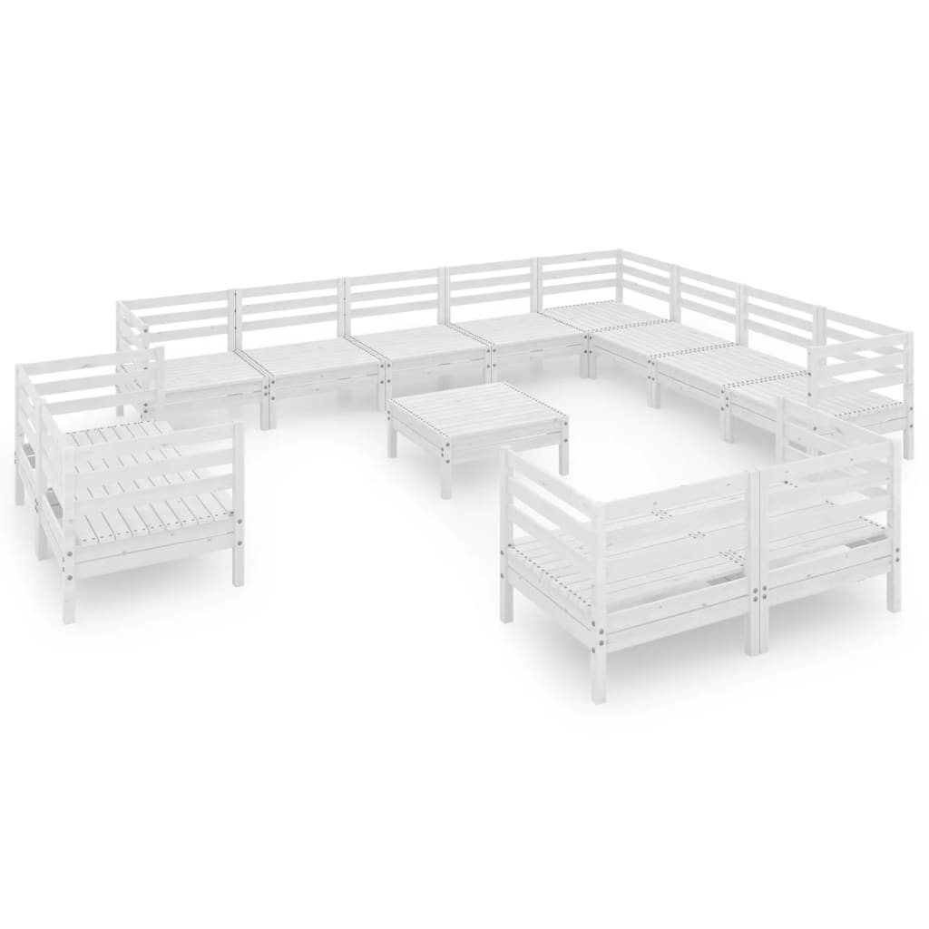 13 Piece Garden Lounge Set Solid Pinewood White