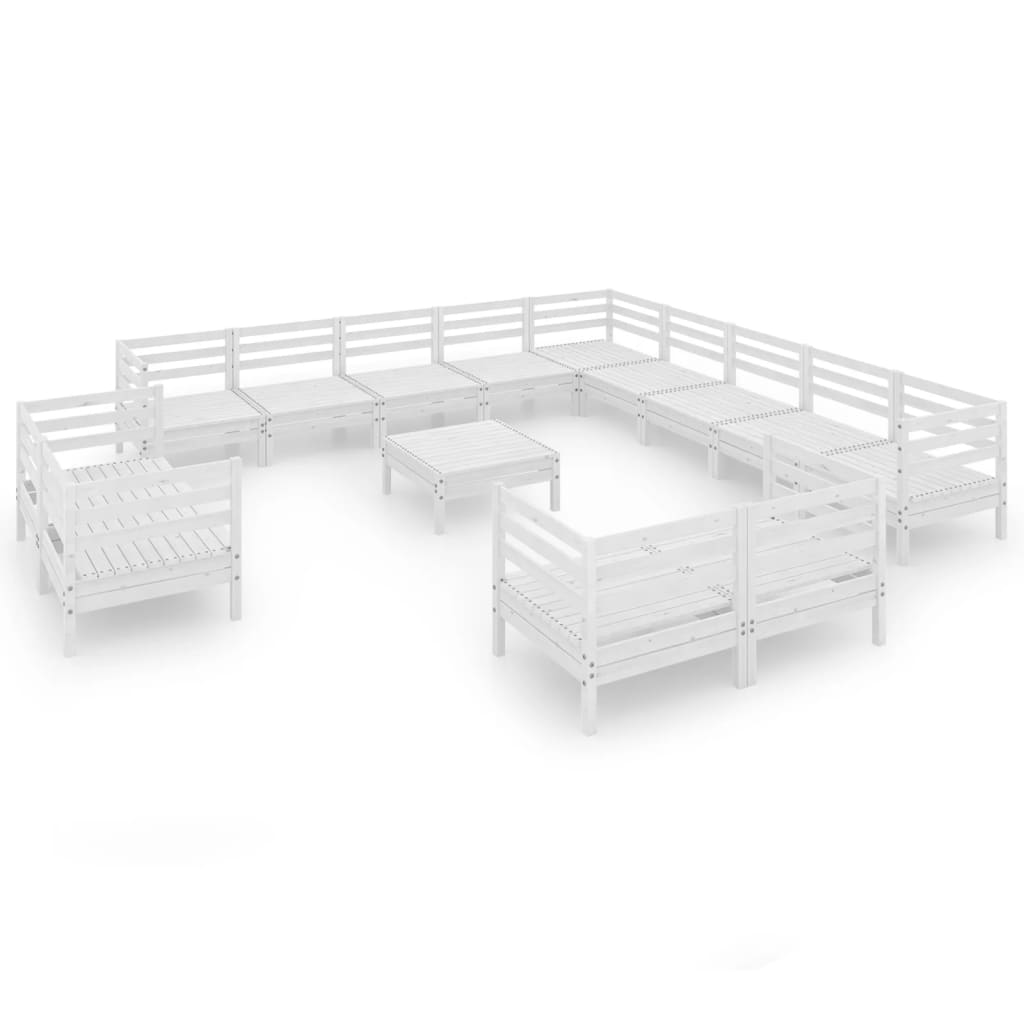 14 Piece Garden Lounge Set Solid Pinewood White