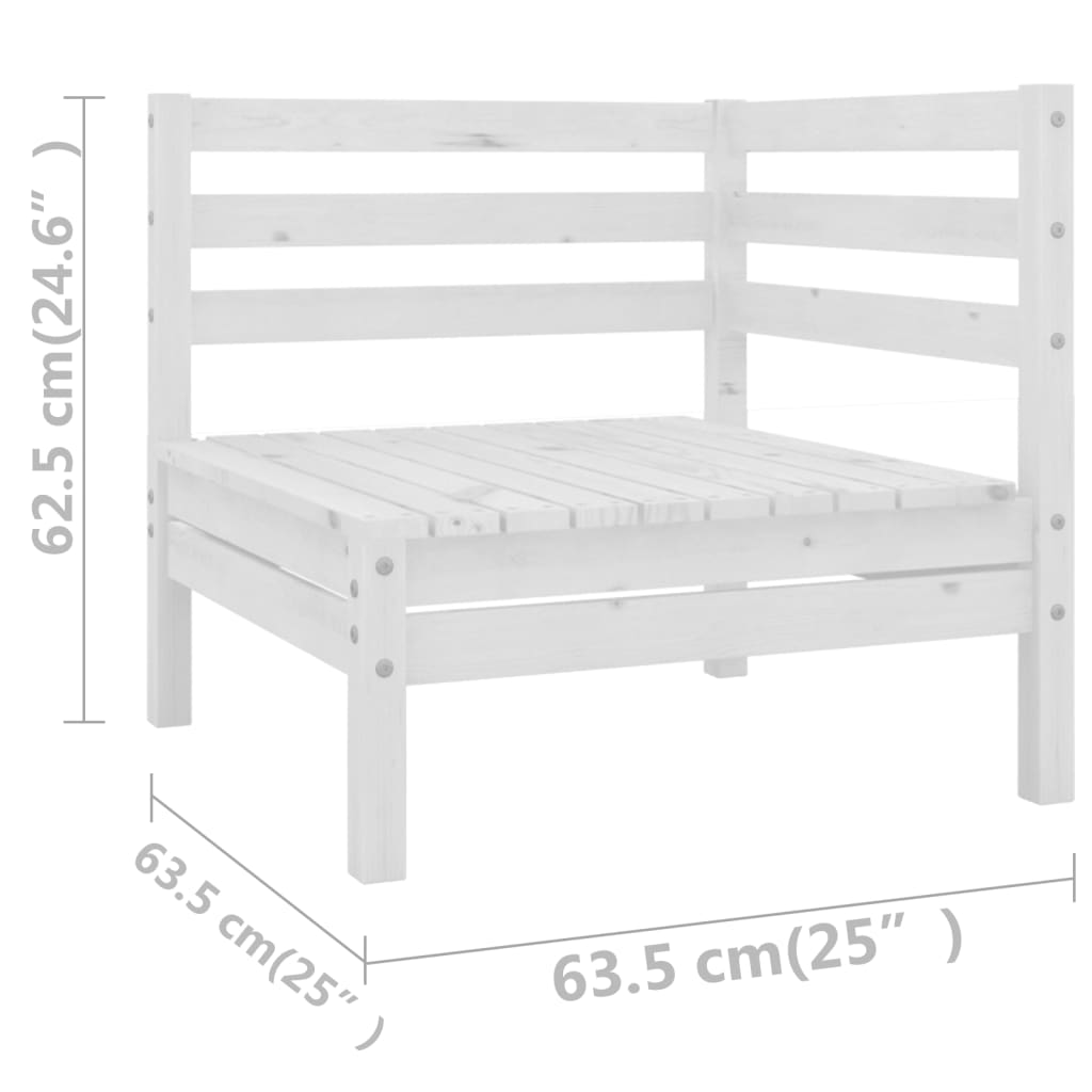 10 Piece Garden Lounge Set White Solid Pinewood