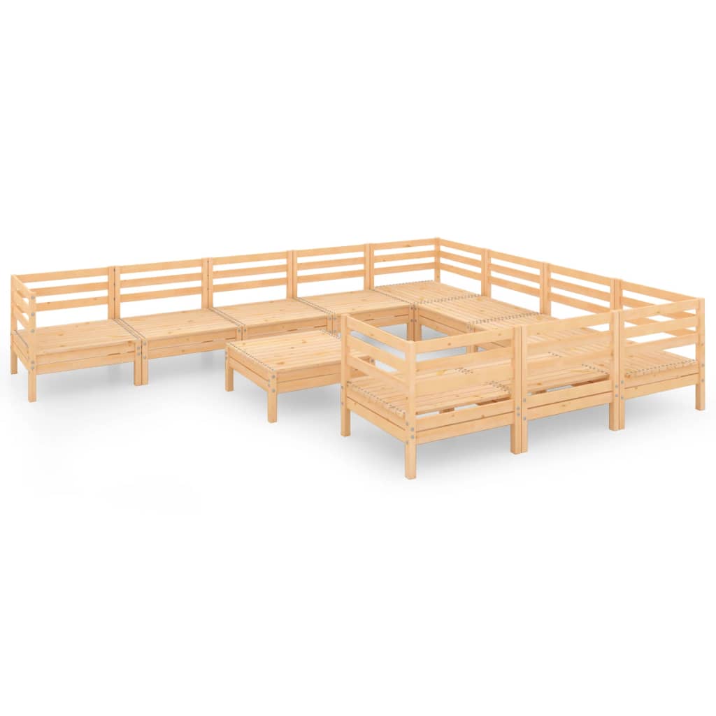 11 Piece Garden Lounge Set Solid Pinewood
