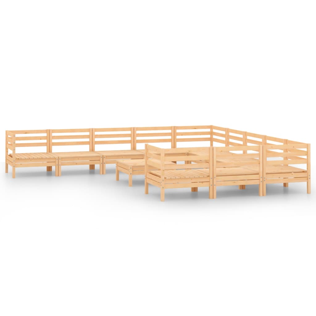 12 Piece Garden Lounge Set Solid Pinewood