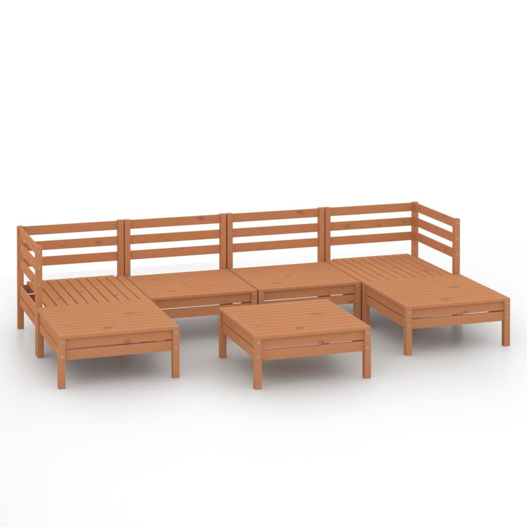 7 Piece Garden Lounge Set Honey Brown Solid Pinewood
