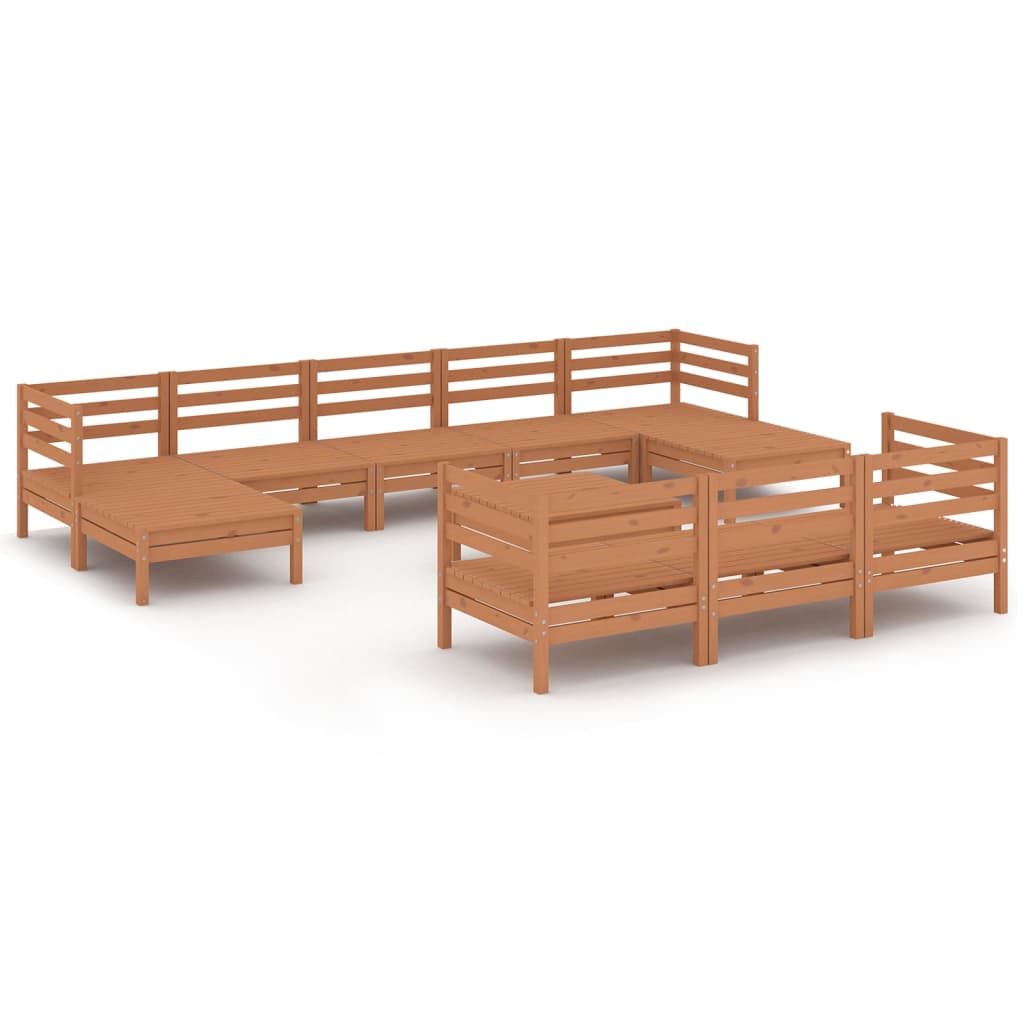11 Piece Garden Lounge Set Honey Brown Solid Pinewood