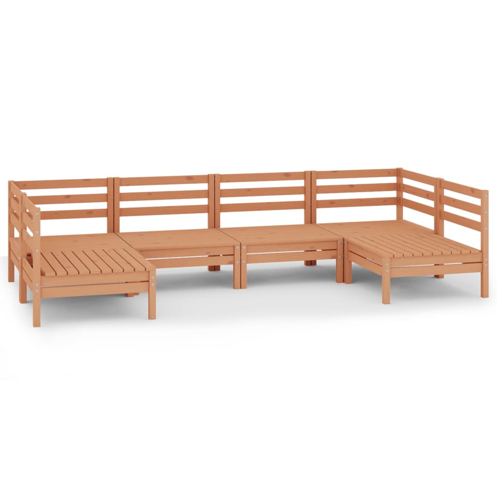 6 Piece Garden Lounge Set Honey Brown Solid Pinewood