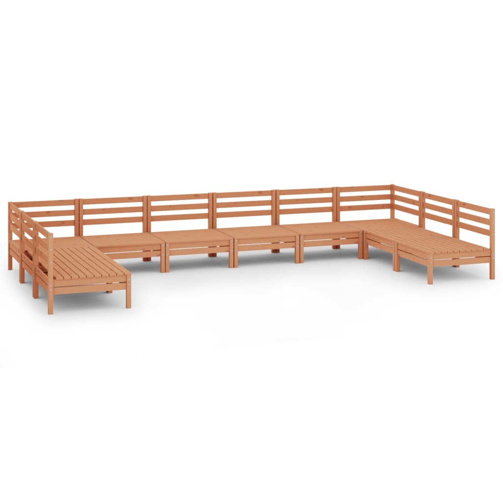 10 Piece Garden Lounge Set Honey Brown Solid Pinewood