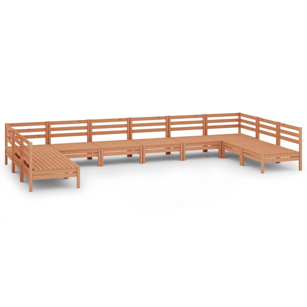 10 Piece Garden Lounge Set Honey Brown Solid Pinewood
