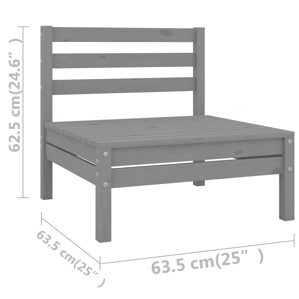 11 Piece Garden Lounge Set Grey Solid Pinewood