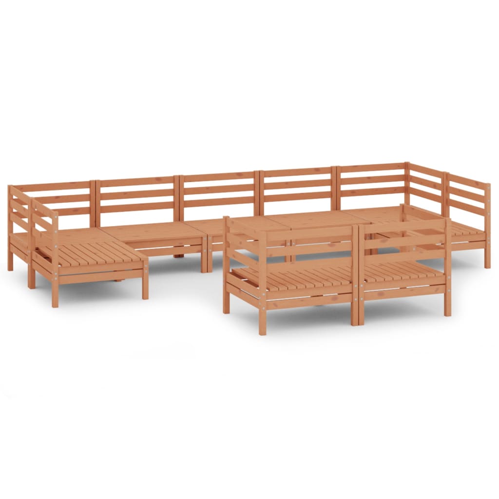 9 Piece Garden Lounge Set Honey Brown Solid Pinewood