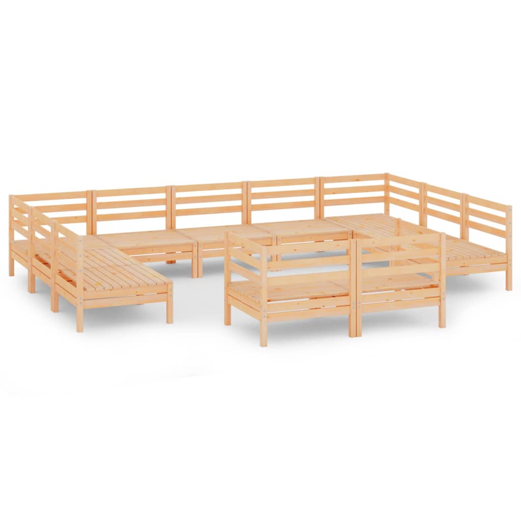 11 Piece Garden Lounge Set Solid Pinewood
