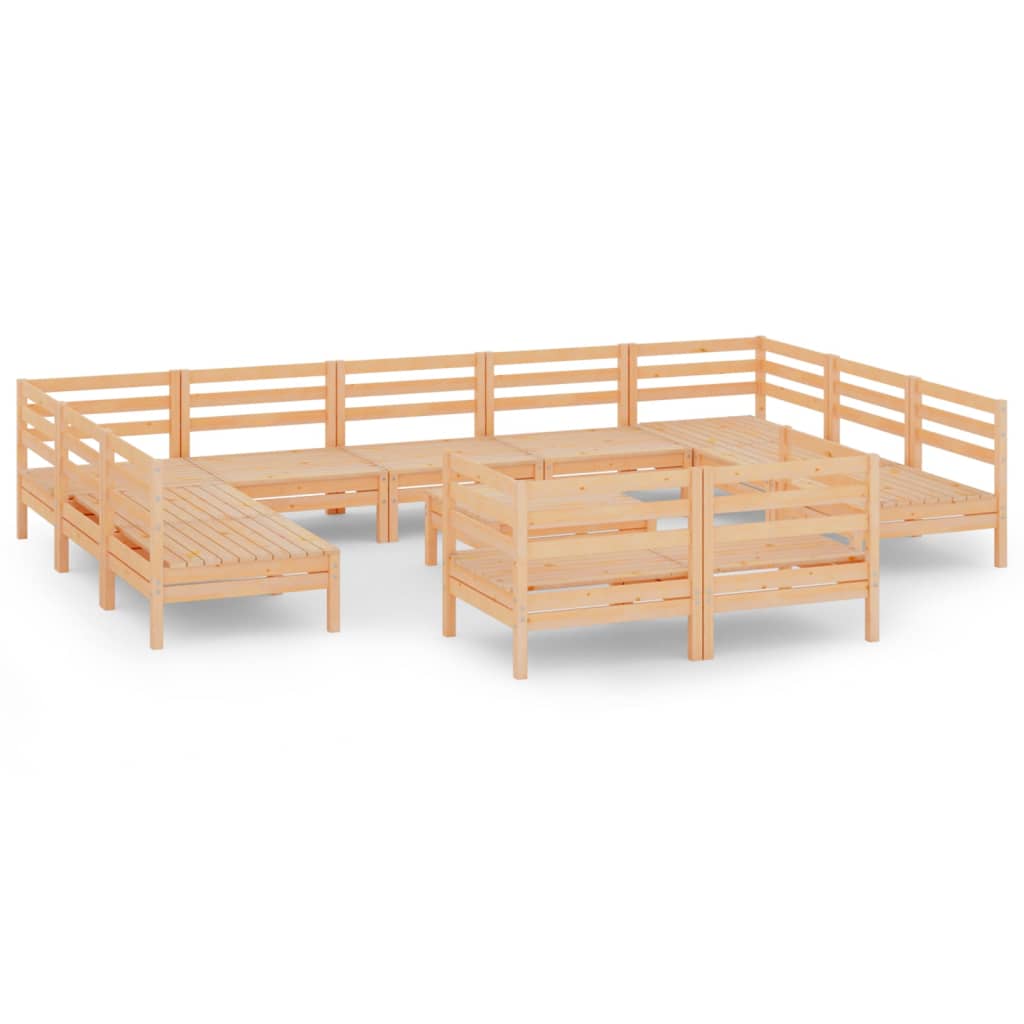 12 Piece Garden Lounge Set Solid Pinewood