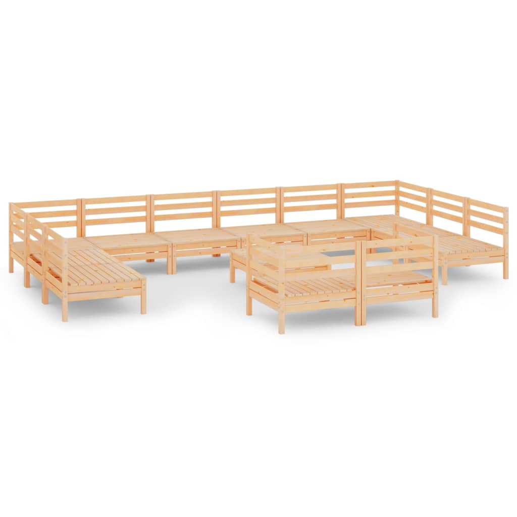 13 Piece Garden Lounge Set Solid Pinewood