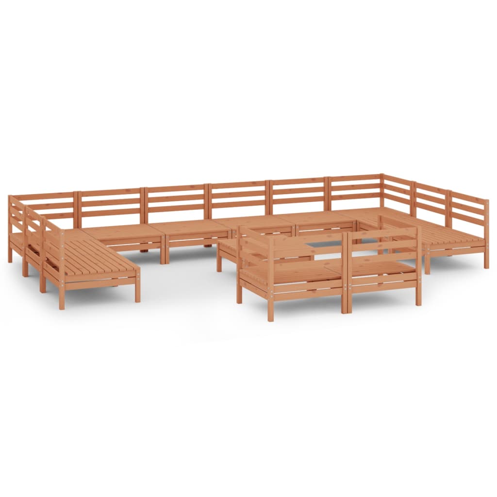 13 Piece Garden Lounge Set Honey Brown Solid Pinewood
