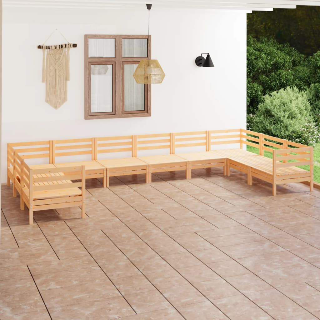10 Piece Garden Lounge Set Solid Pinewood