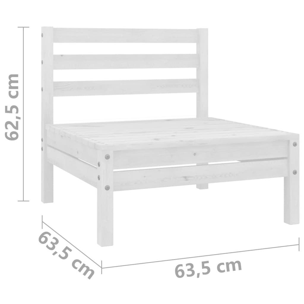 11 Piece Garden Lounge Set White Solid Pinewood