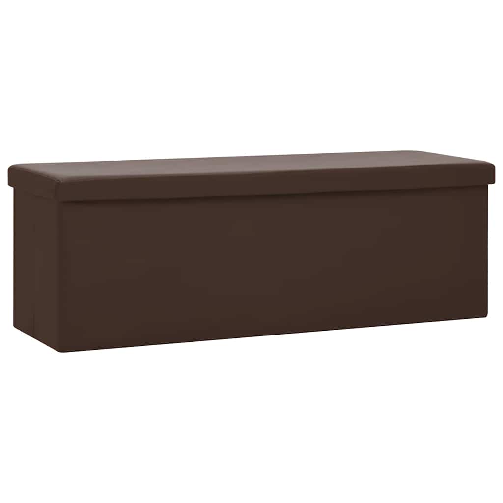 Folding Storage Bench Brown PVC
