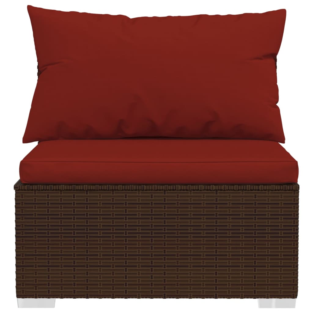 4-Seater Sofa with Cushions Brown Poly Rattan