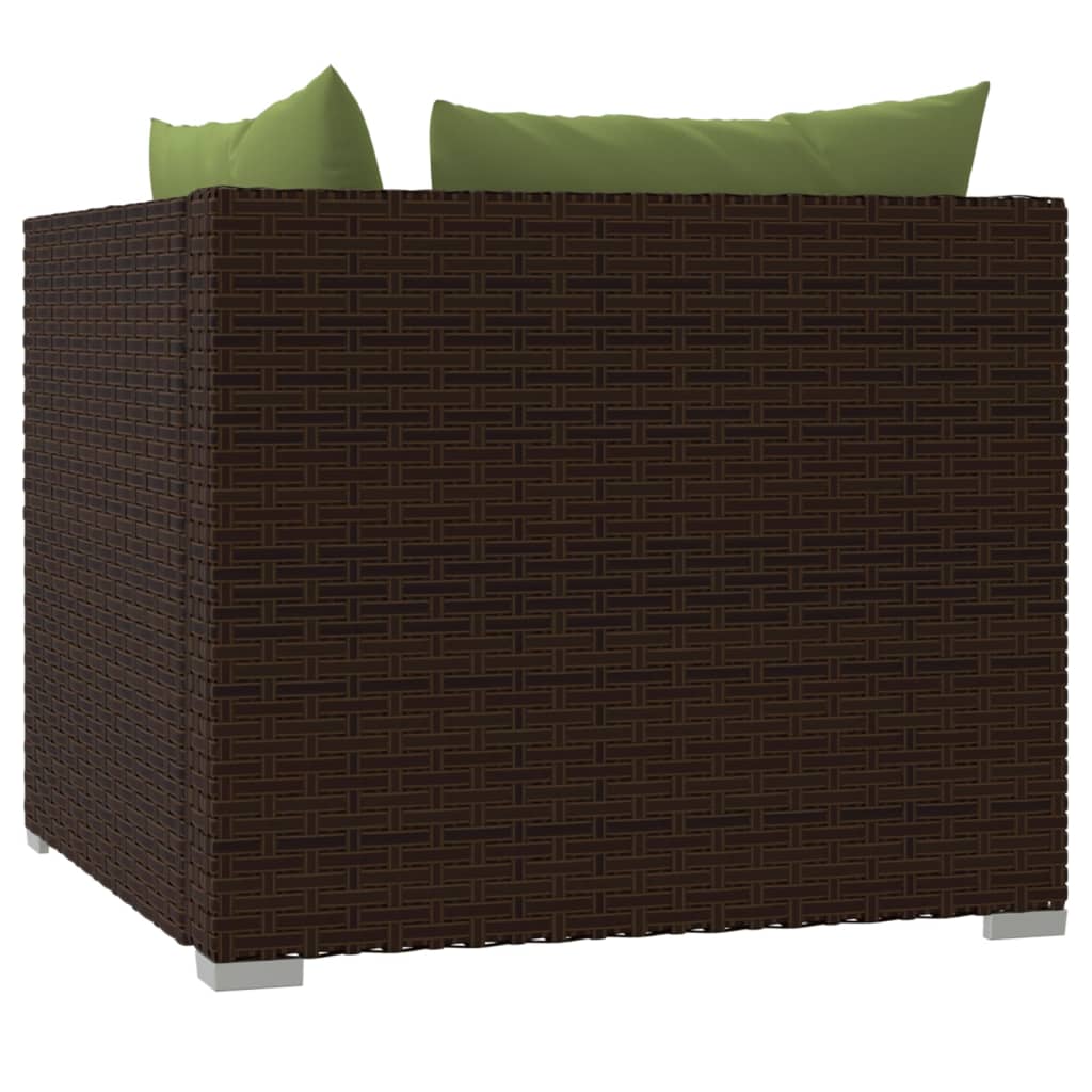2-Seater Sofa with Cushions Brown Poly Rattan