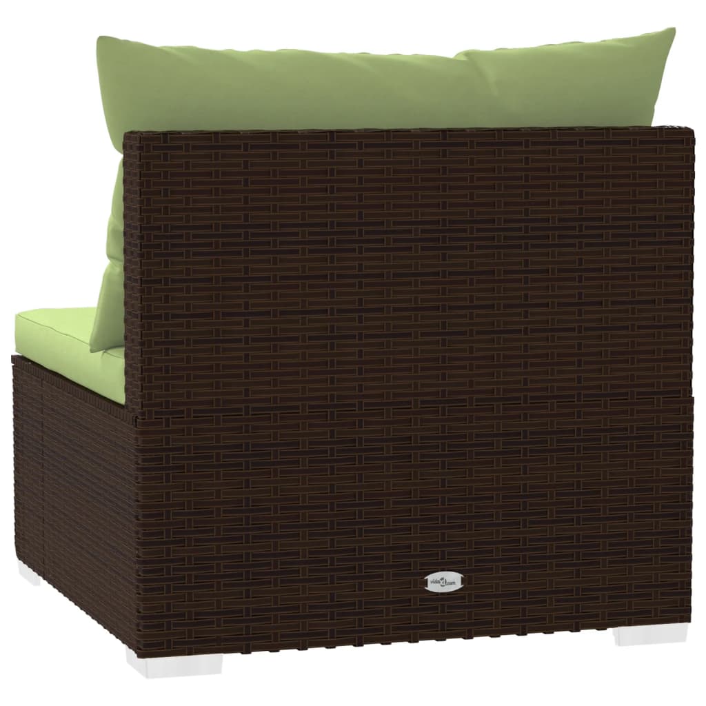 3-Seater Sofa with Cushions Brown Poly Rattan