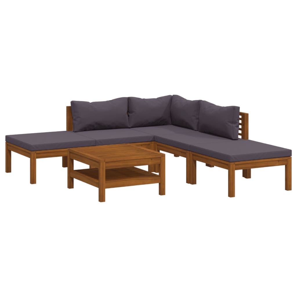 6 Piece Garden Lounge Set with Cushion Solid Acacia Wood
