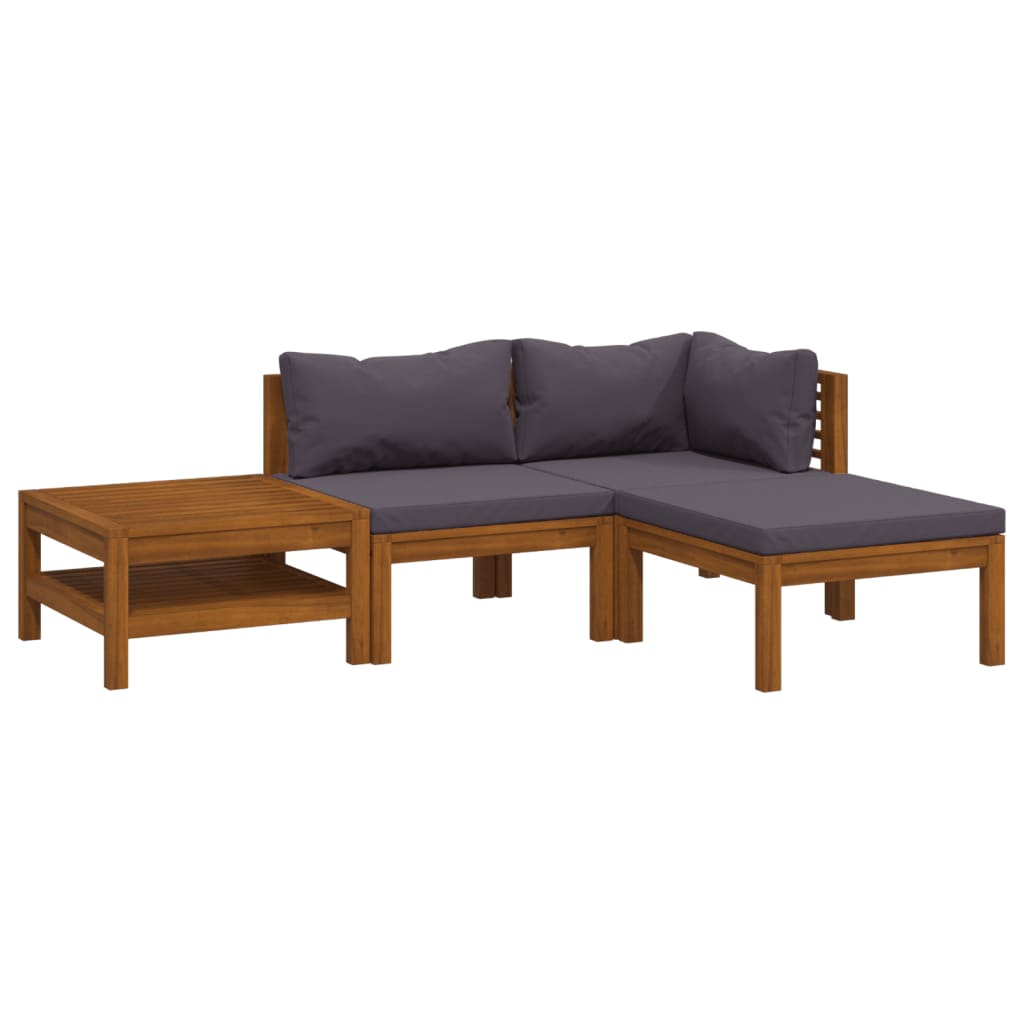 4 Piece Garden Lounge Set with Cushion Solid Acacia Wood