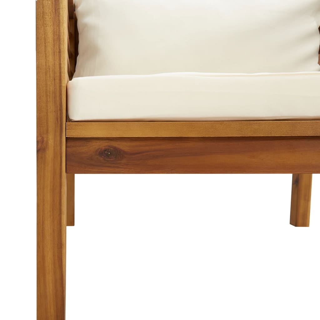 7 Piece Garden Lounge Set with Cream Cushion Solid Acacia Wood