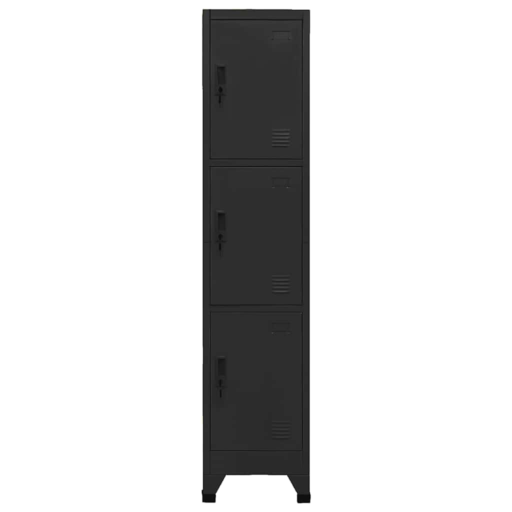Locker Cabinet Black 38x45x180 cm Steel
