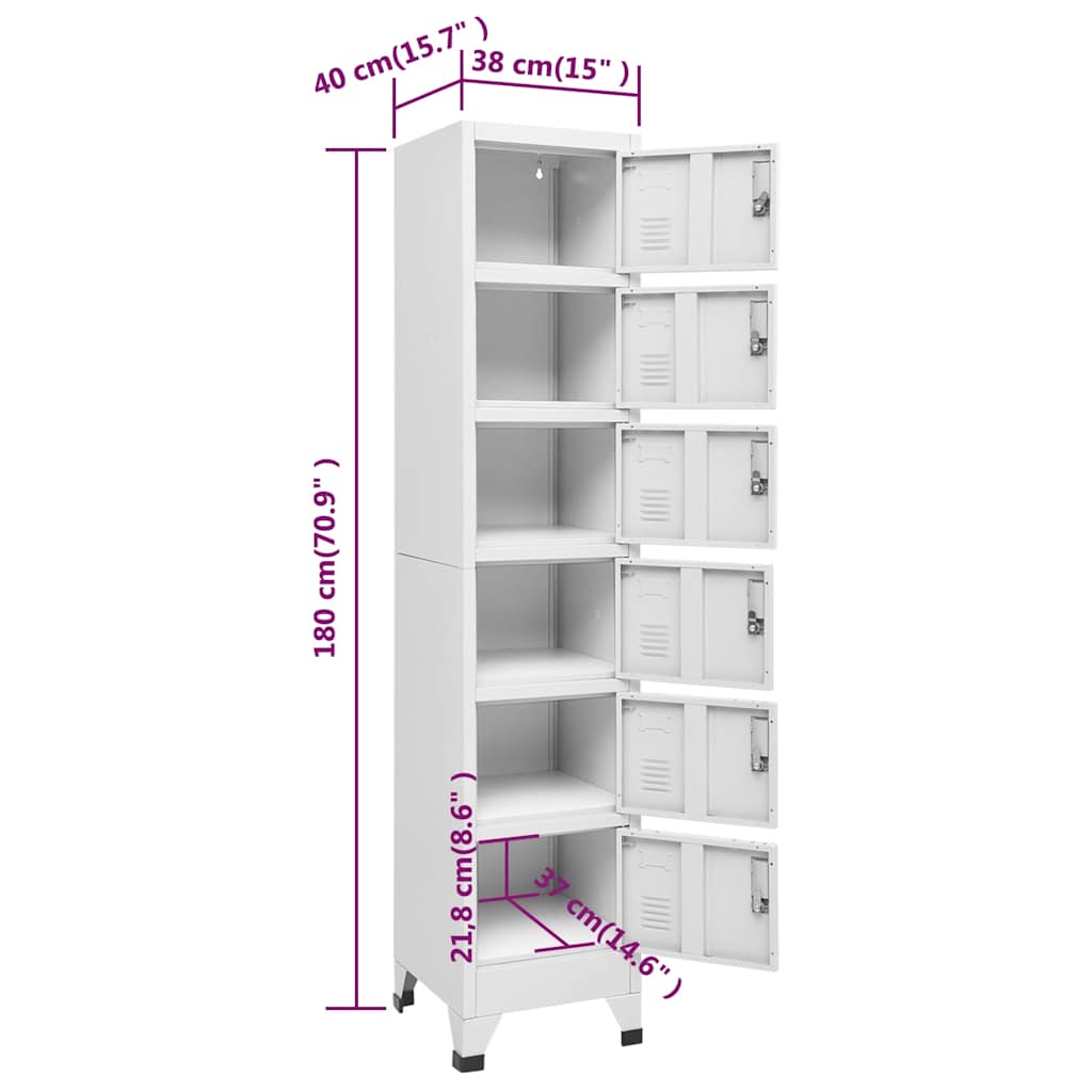 Locker Cabinet Light Grey 38x40x180 cm Steel