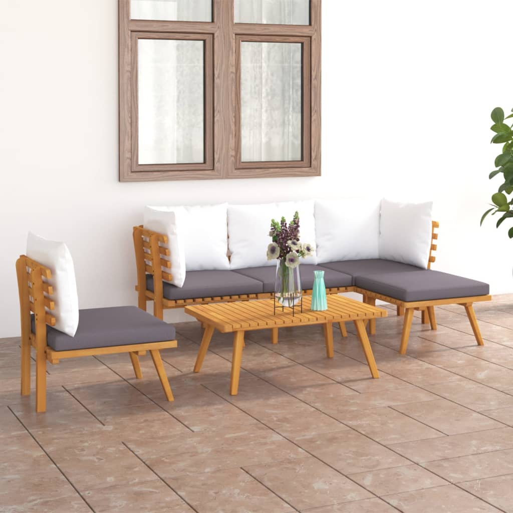 6 Piece Garden Lounge Set with Cushions Solid Wood Acacia