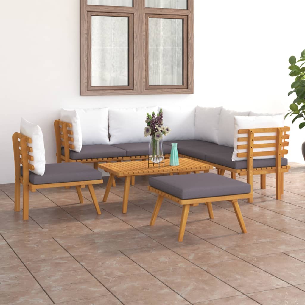 8 Piece Garden Lounge Set with Cushions Solid Wood Acacia