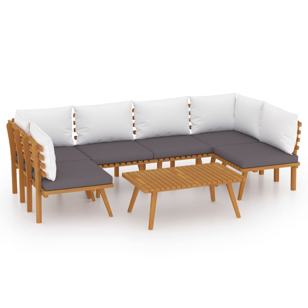 7 Piece Garden Lounge Set with Cushions Solid Wood Acacia