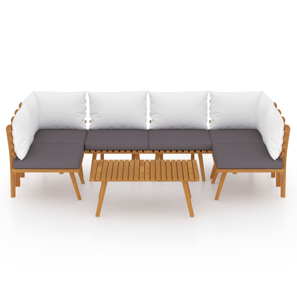 7 Piece Garden Lounge Set with Cushions Solid Wood Acacia