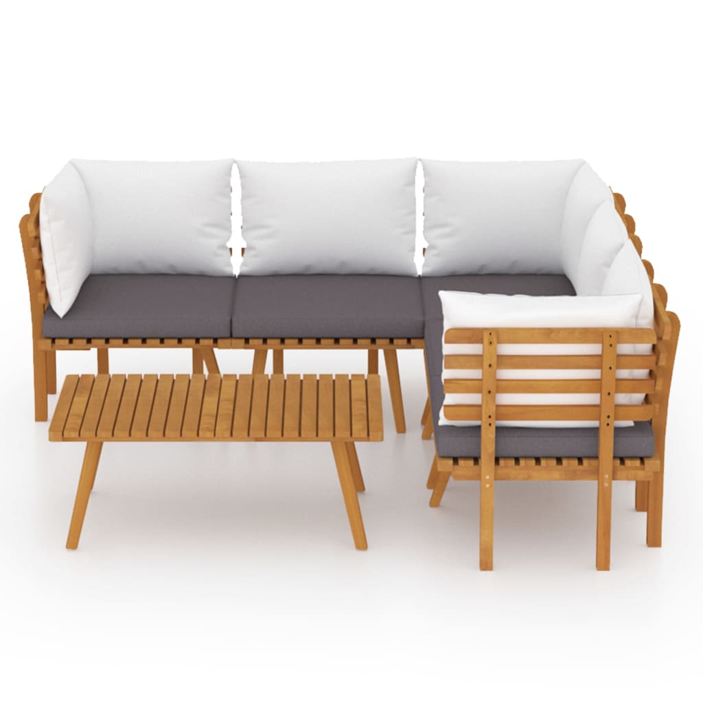 6 Piece Garden Lounge Set with Cushions Solid Wood Acacia