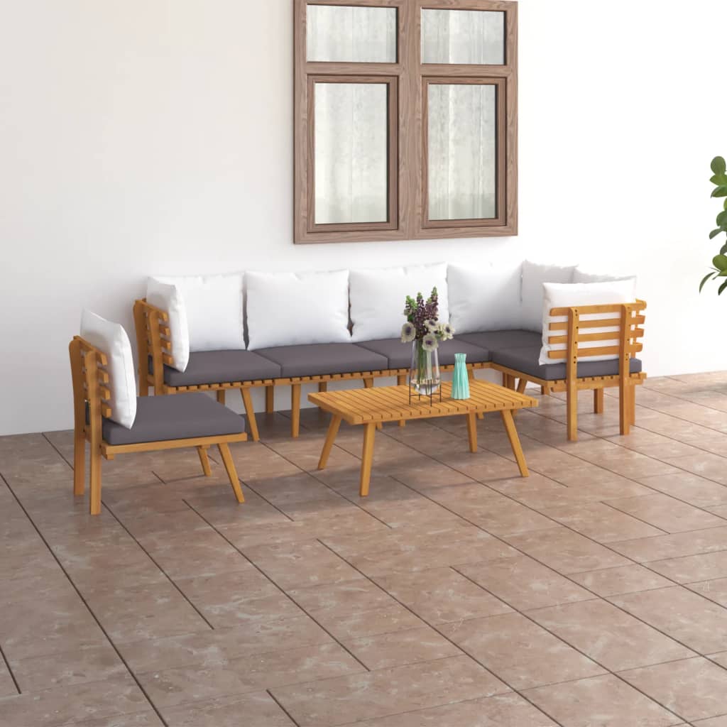 7 Piece Garden Lounge Set with Cushions Solid Wood Acacia