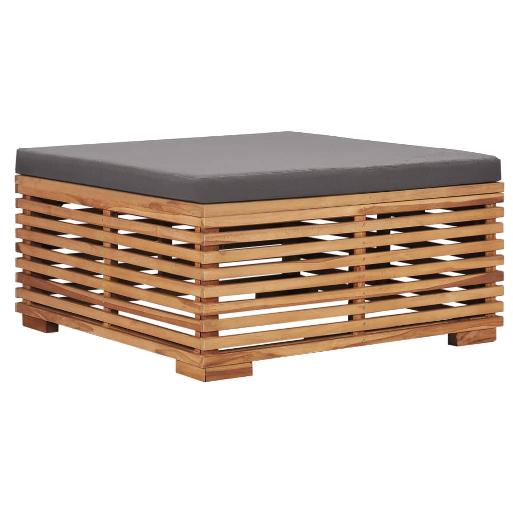 6 Piece Garden Lounge Set with Dark Grey Cushion Solid Teak Wood