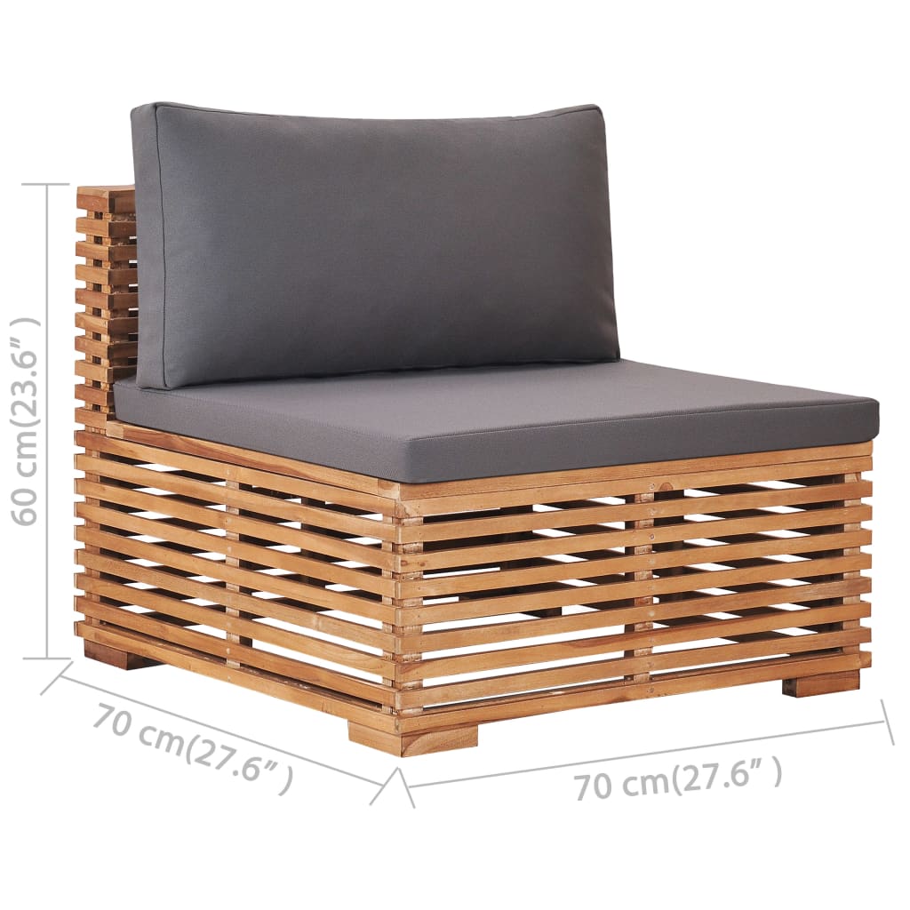 3 Piece Garden Lounge Set with Dark Grey Cushion Solid Teak Wood