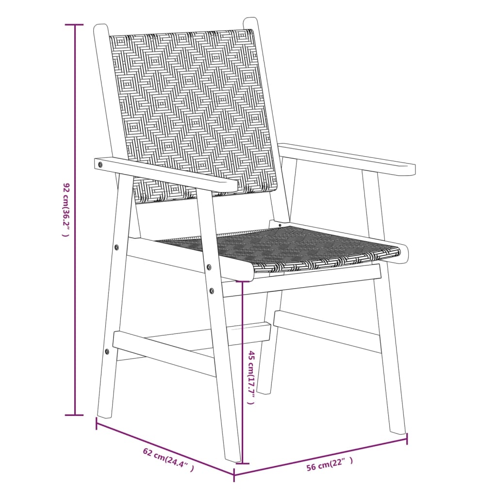 3 Piece Garden Dining Set Solid Wood Acacia