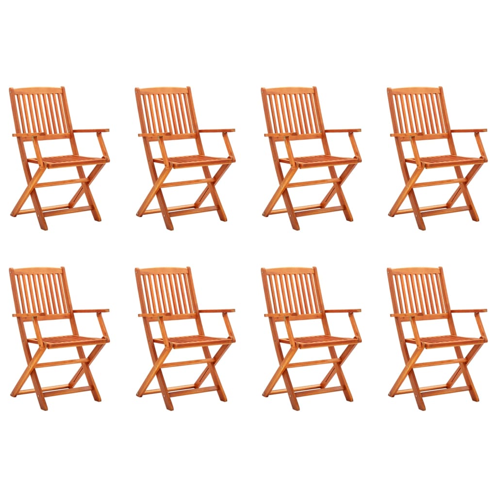 Folding Chairs 8 pcs Solid Eucalyptus Wood