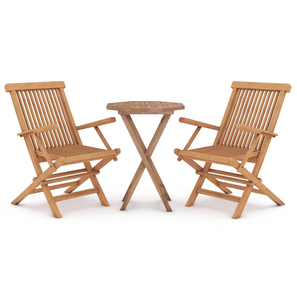 3 Piece Garden Dining Set Solid Wood Teak