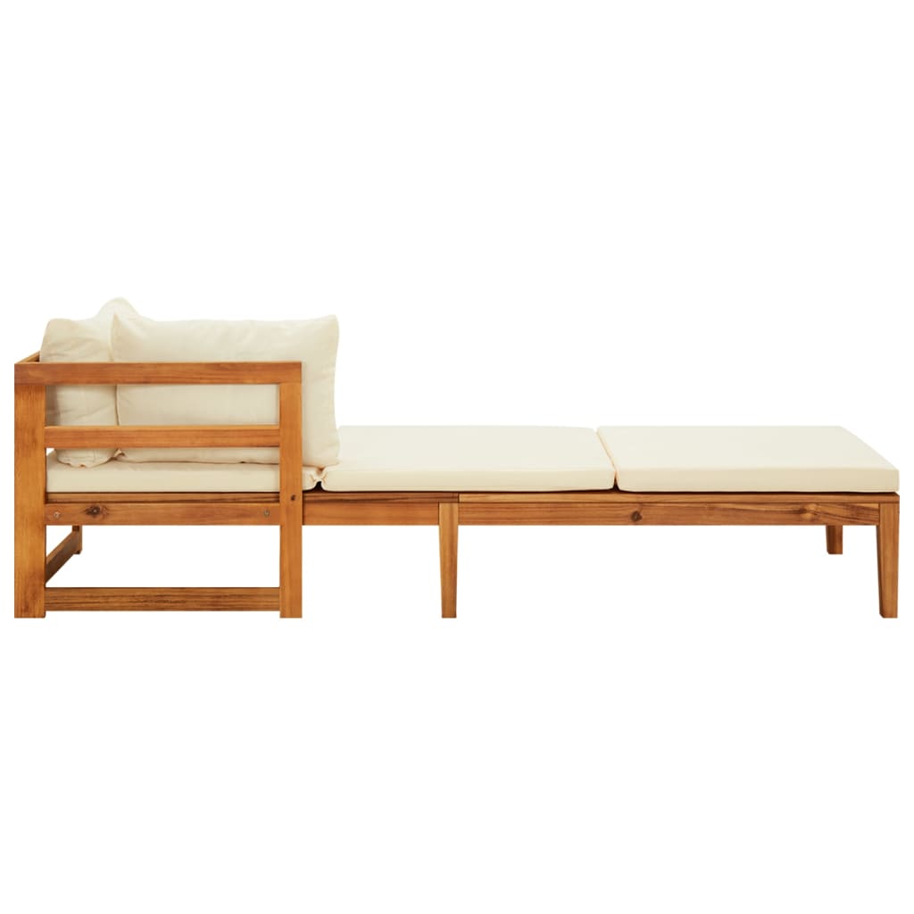 Sun Loungers with Cream White Cushions 2 pcs Acacia Wood