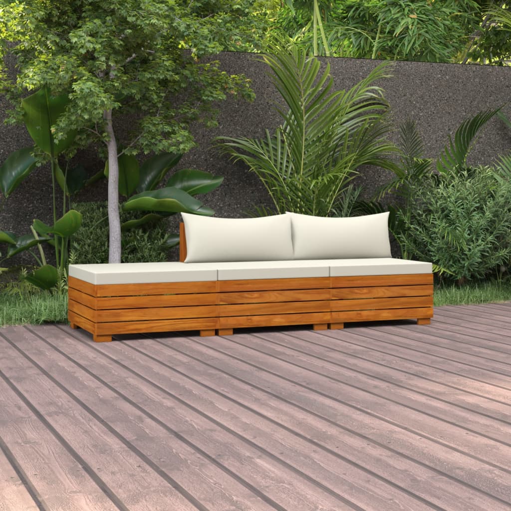 3 Piece Garden Lounge Set with Cushions Solid Wood Acacia