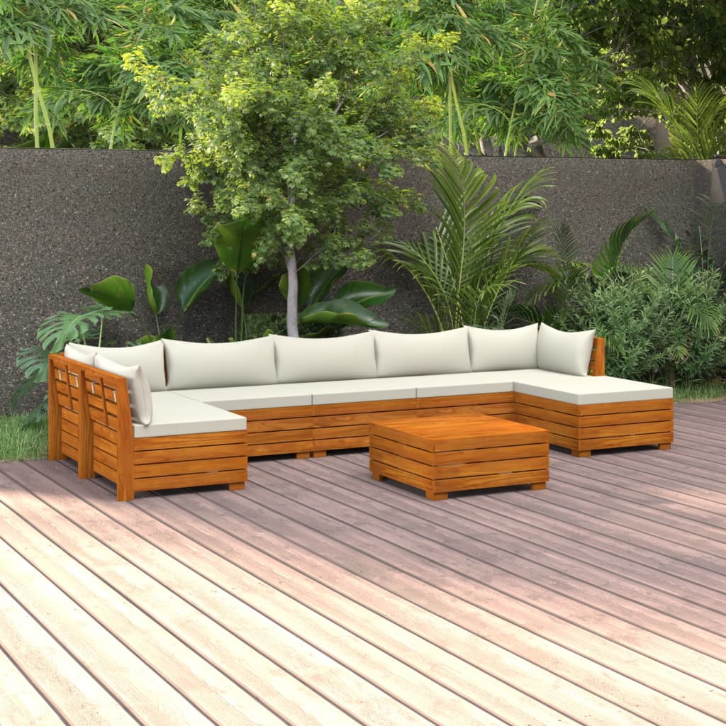 8 Piece Garden Lounge Set with Cushions Solid Acacia Wood