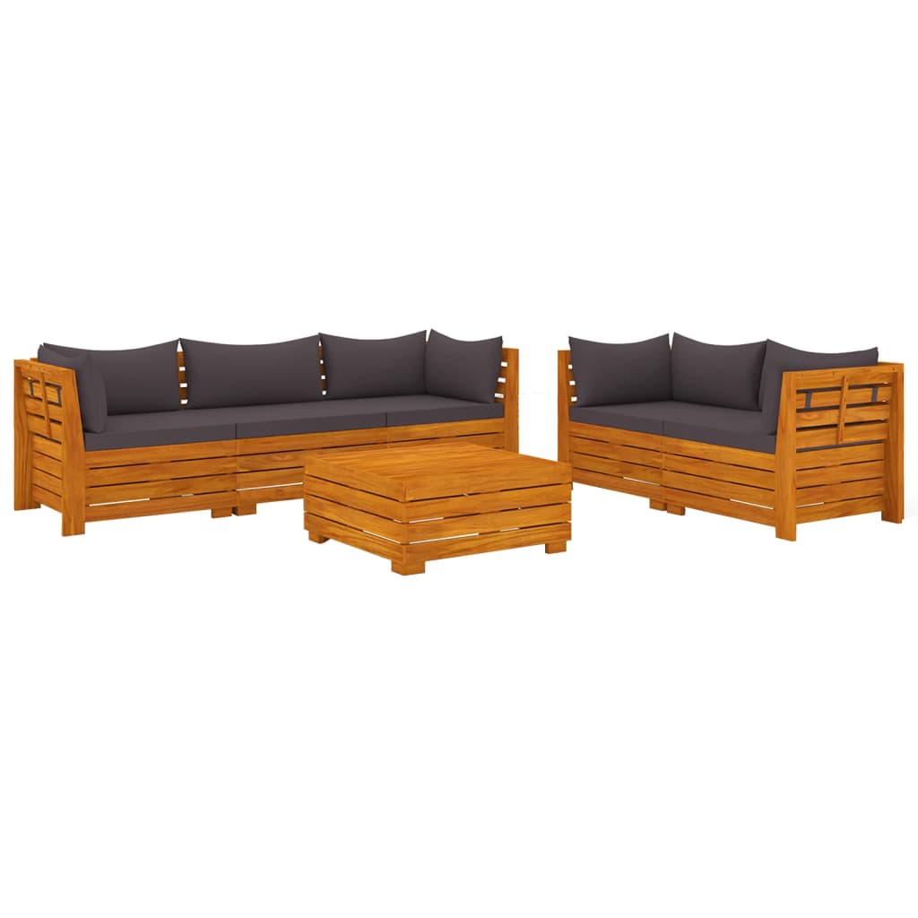 6 Piece Garden Lounge Set with Cushions Solid Wood Acacia