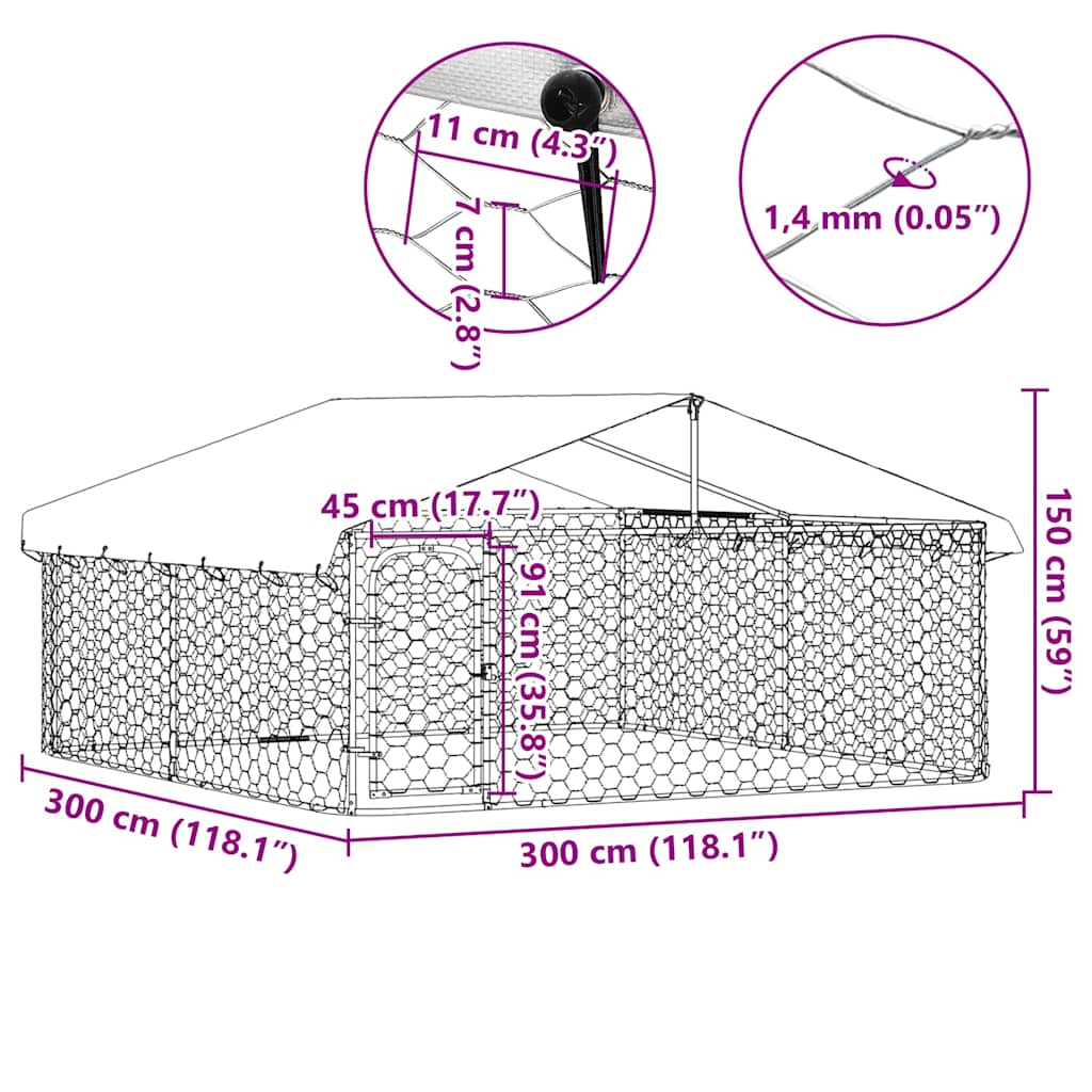 Outdoor Dog Kennel with Roof 300x300x150 cm