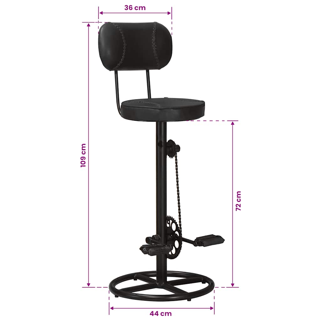 Bar Stools 2 pcs Black Real Goat Leather