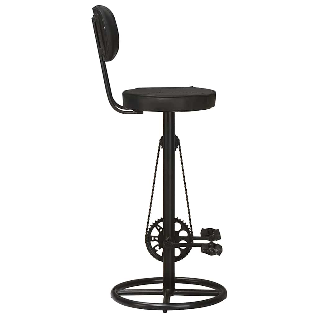 Bar Stools 2 pcs Black Real Goat Leather