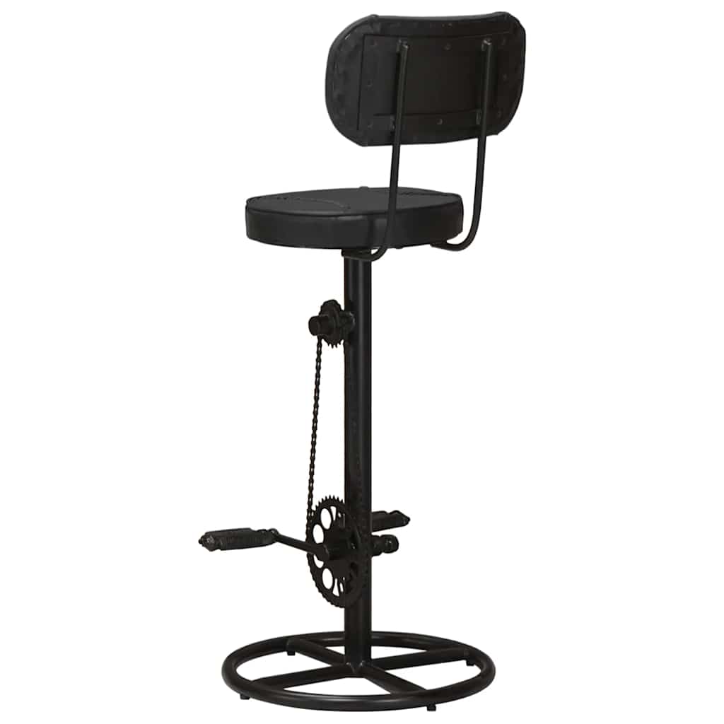 Bar Stools 2 pcs Black Real Goat Leather