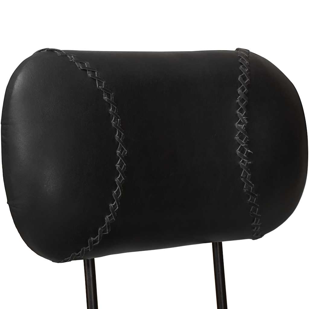 Bar Stools 2 pcs Black Real Goat Leather
