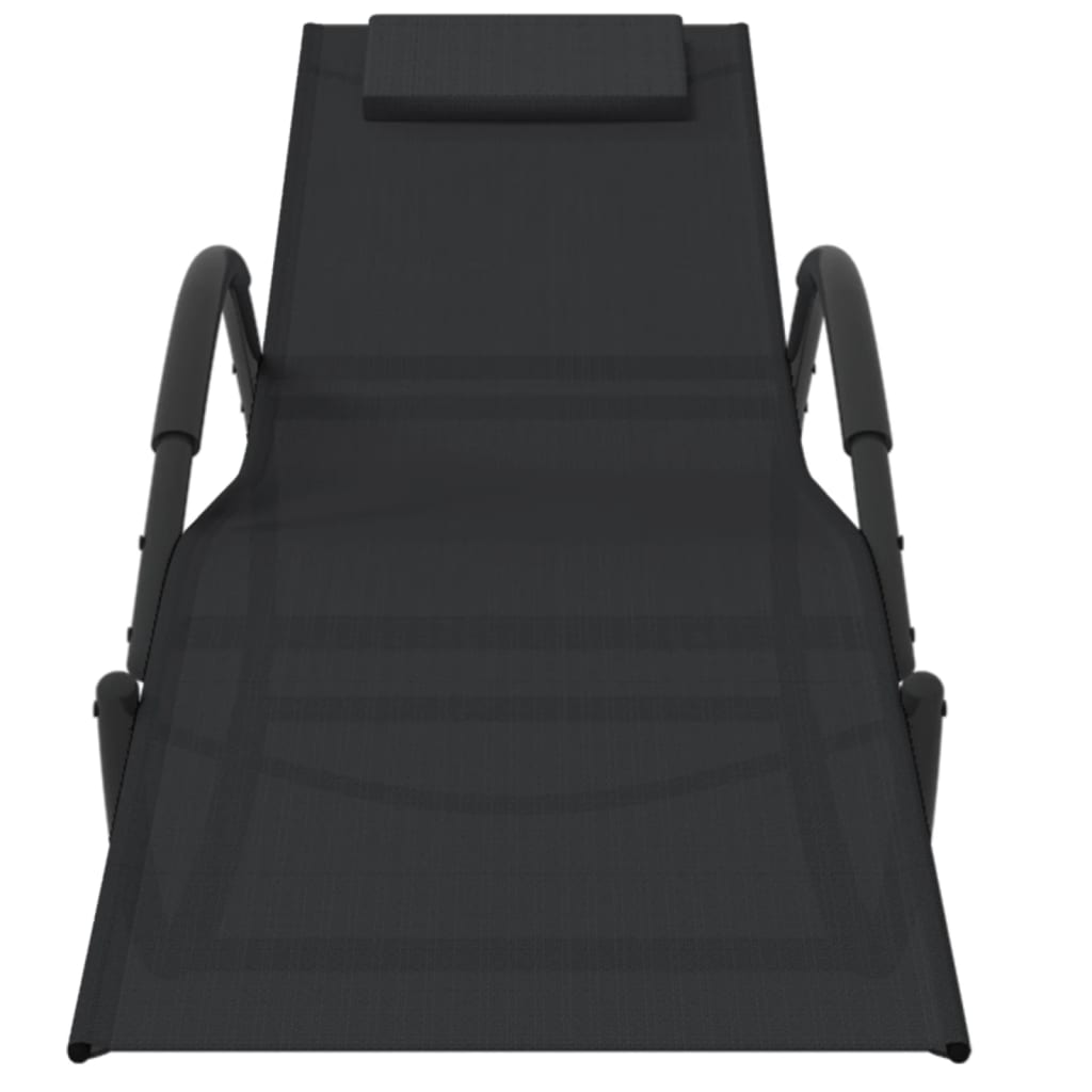 Rocking Sun Lounger Black Steel and Textilene