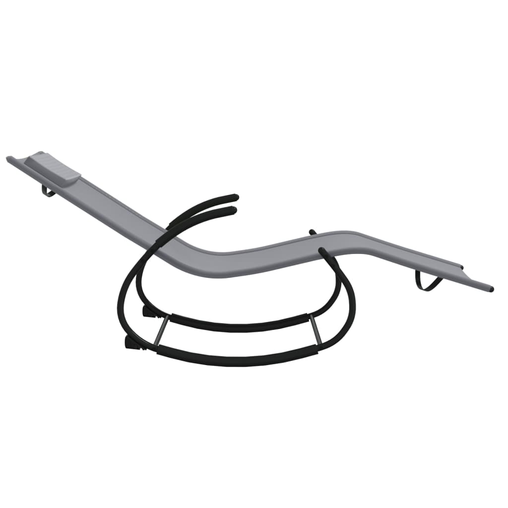 Rocking Sun Loungers 2 pcs Grey Steel and Textilene